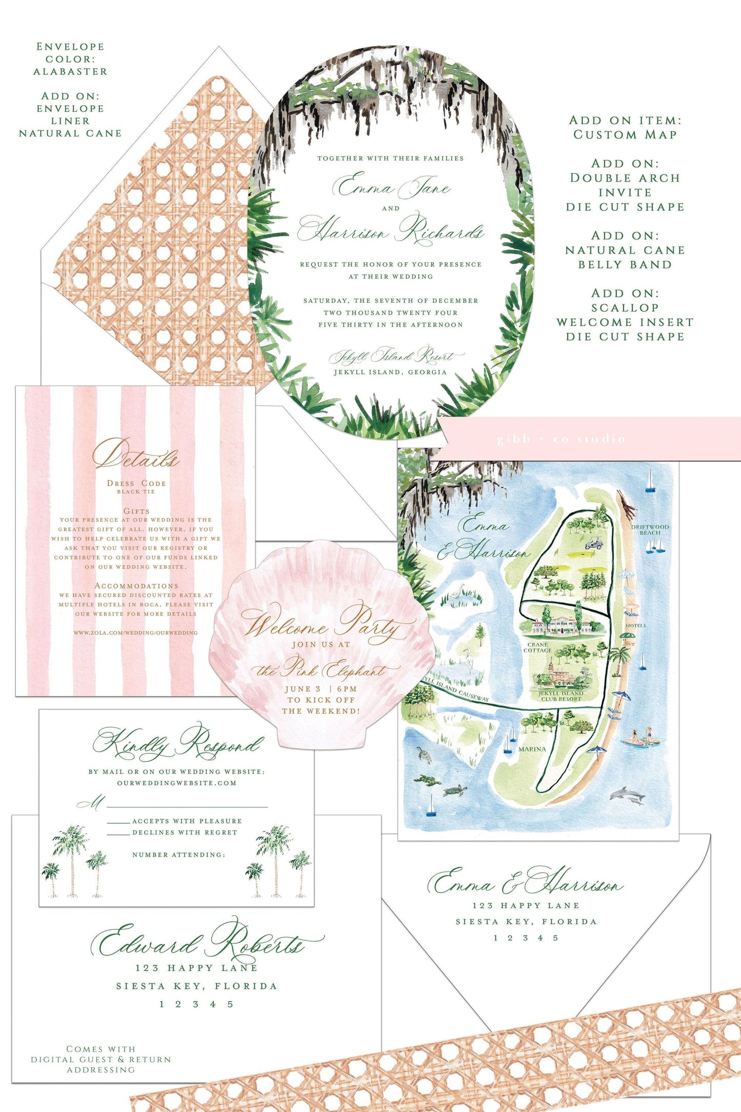 Clara Watercolor Beach Wedding Invitation, Coastal Design, low country, Deposit, semi custom