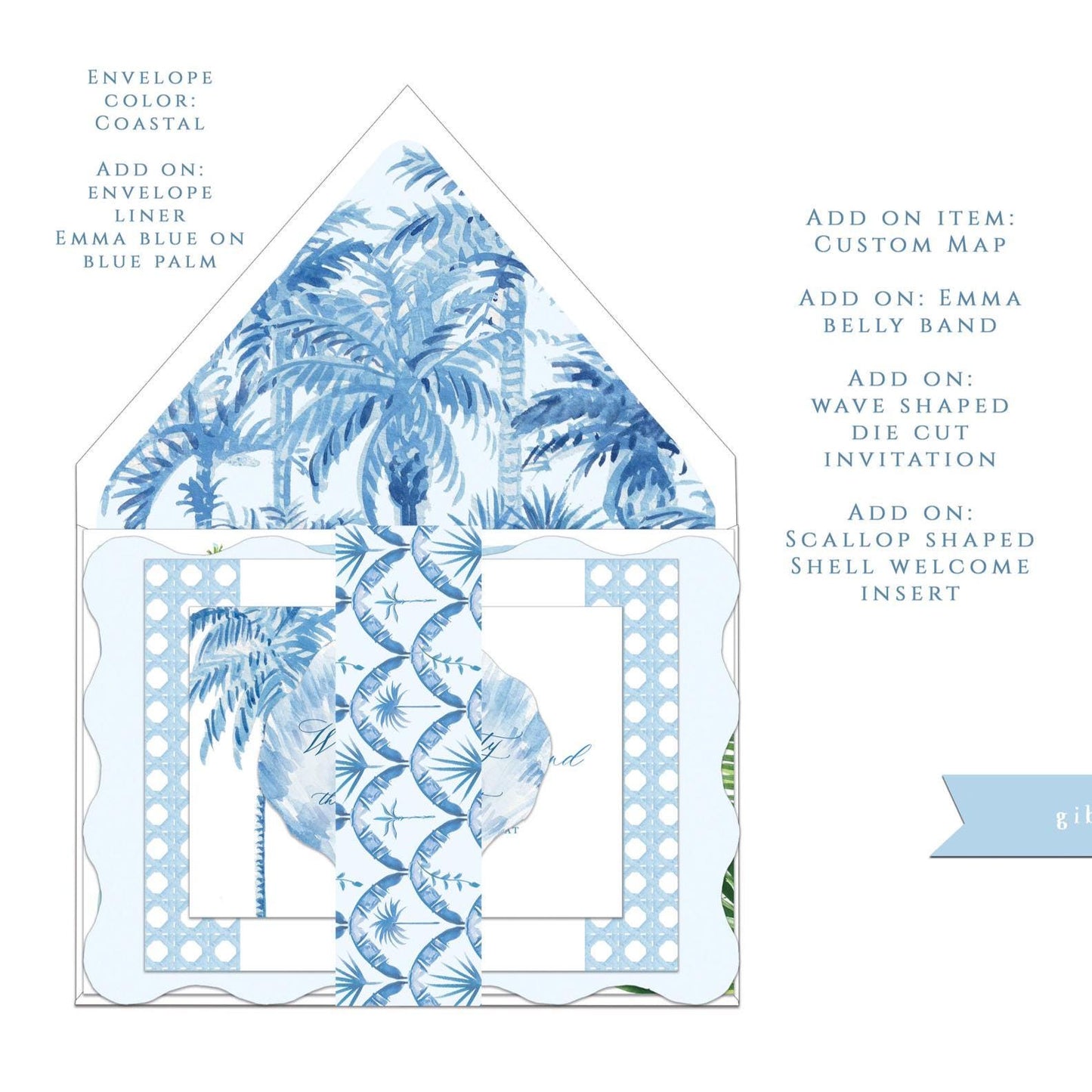 Emma wedding invitation, blue, beach wedding, tropical wedding, semi custom, coastal wedding, destination wedding, watercolor invites, deposit only