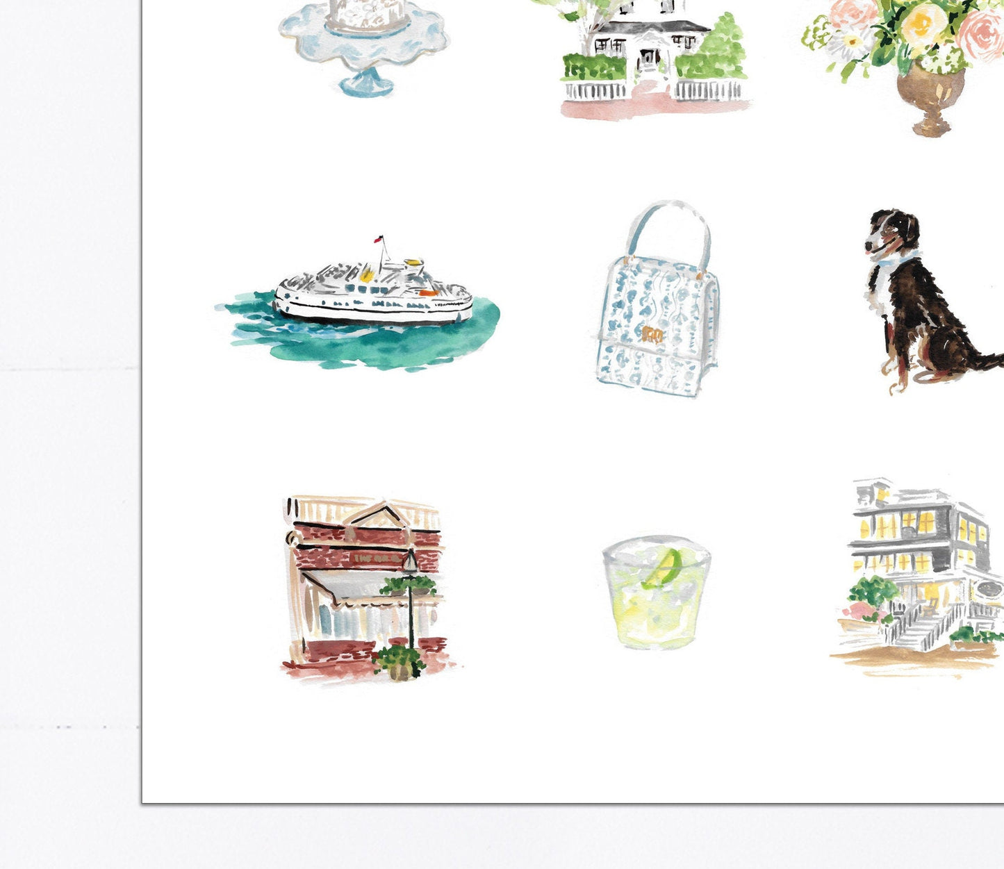 Custom watercolor, anniversary gift, personalized gift, 1st anniversary, wedding, illustrated, keepsake, wedding schedule