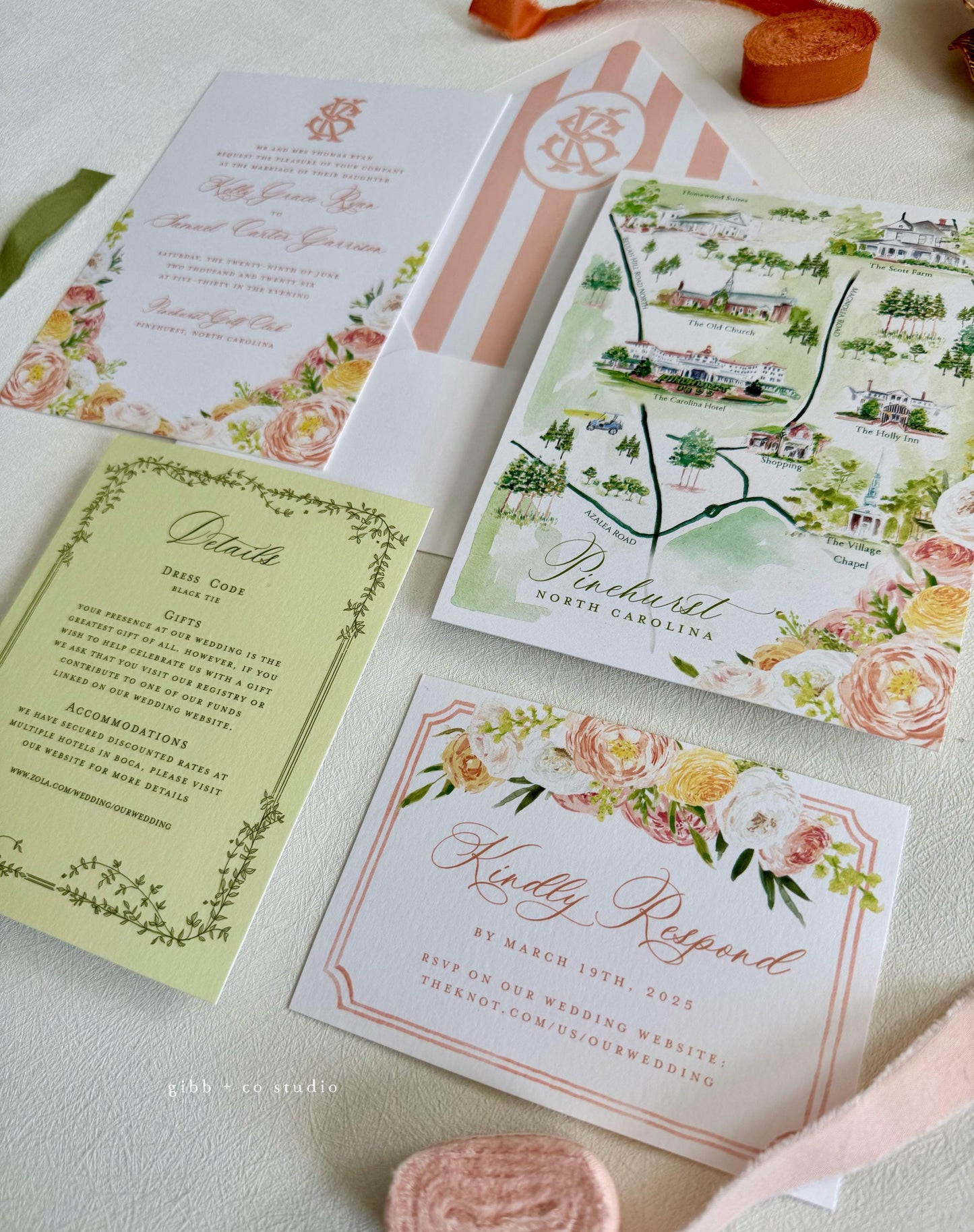 Floral wedding invitations, garden wedding, Julie Semi Custom wedding invites, rsvp, detail, peony, roses, watercolor floral invitation