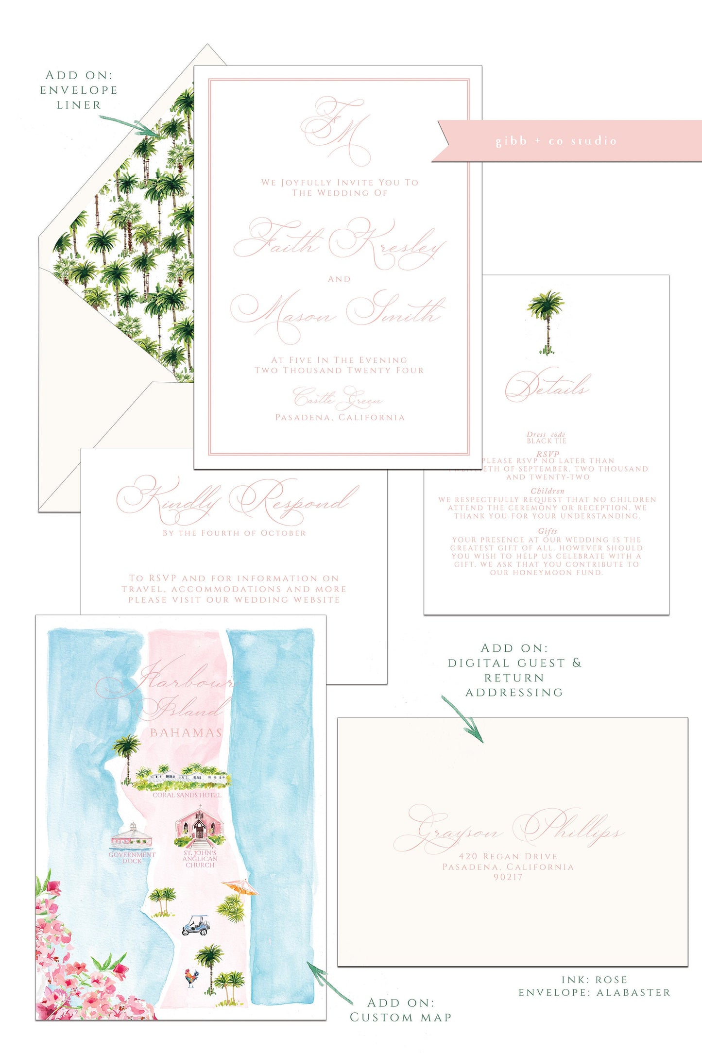 Tropical wedding invitations, Semi Custom printed wedding invitations, tropical, beach wedding, watercolor, wedding invites, rsvp, details