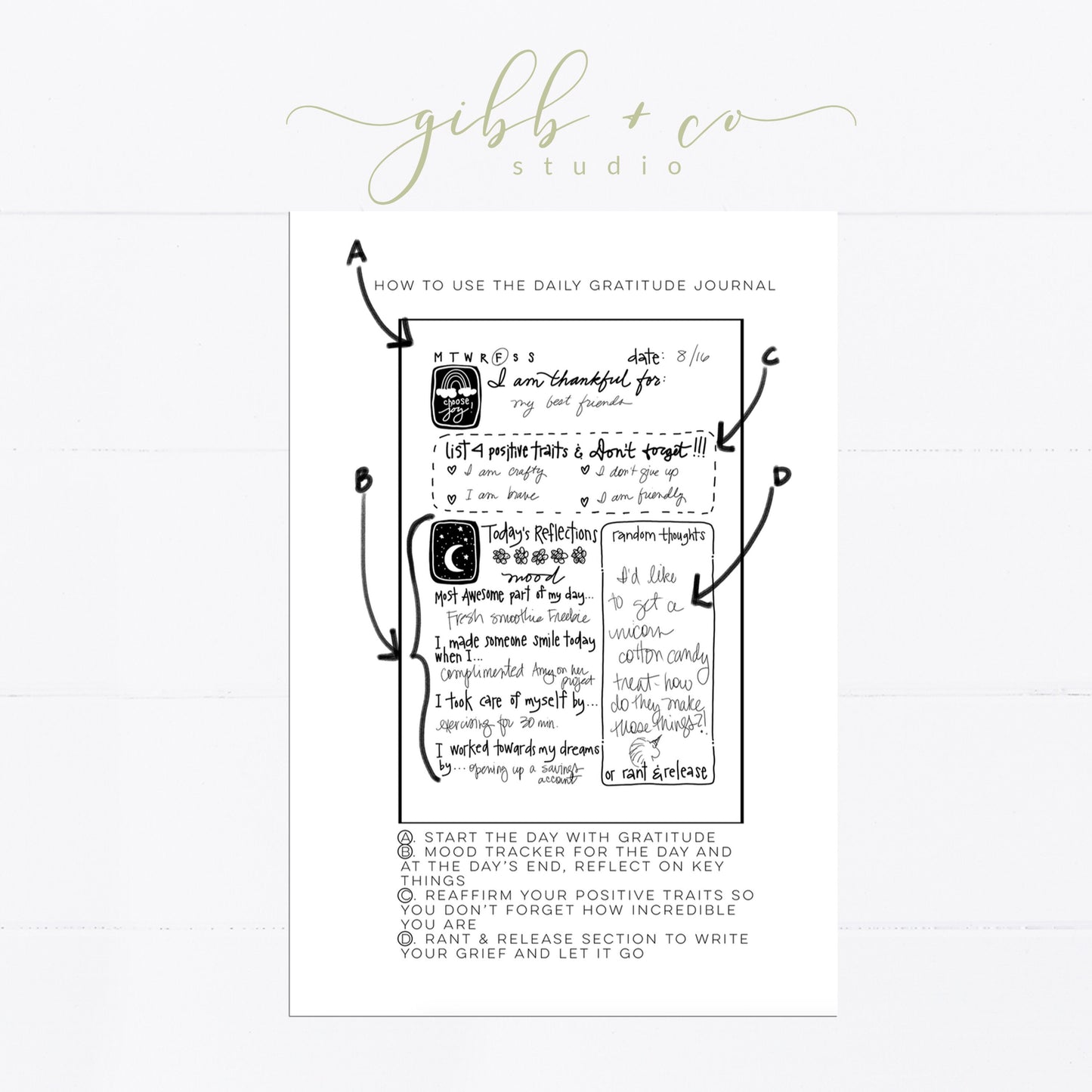 Gratitude journal, positivity notebook, library, journal, watercolor art, modern, rainbow, affirmation, journaling, notebook