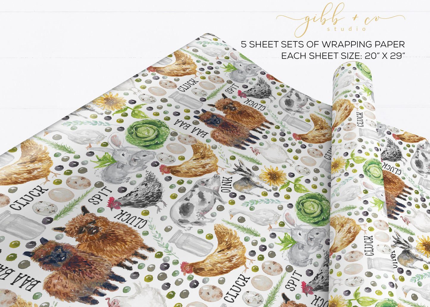 Whimsical Vintage farm wrapping paper