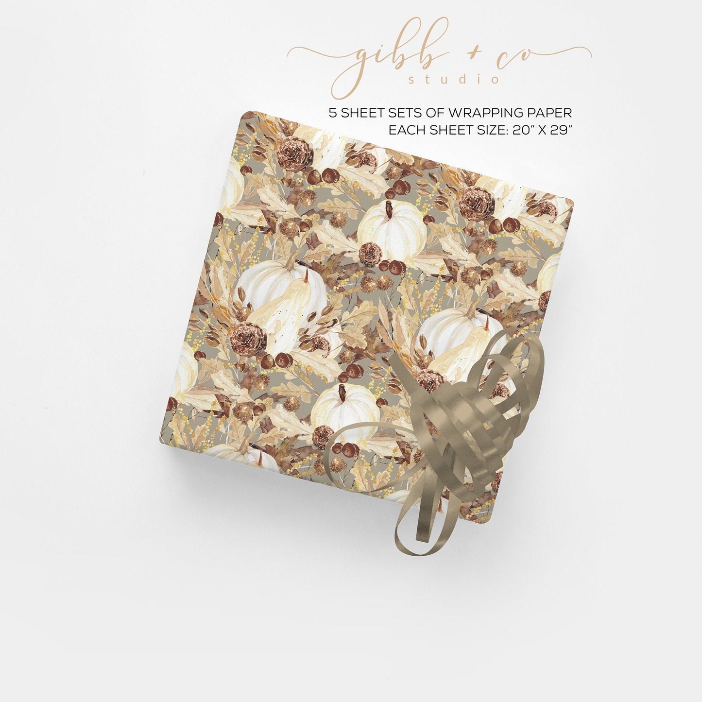 Fall neutral pumpkin wrapping paper