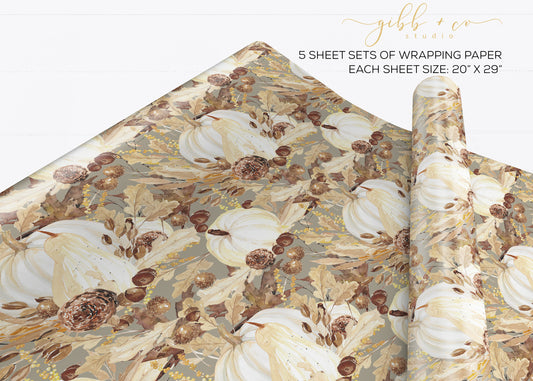 Fall neutral pumpkin wrapping paper