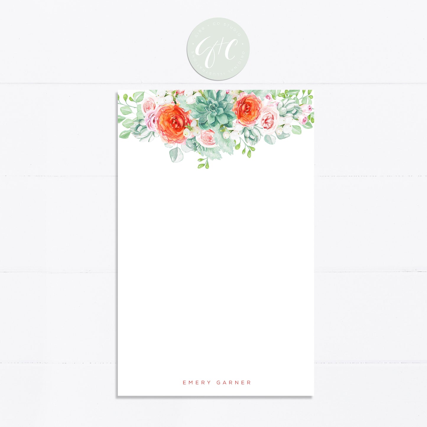 Personalized notepad, roses, peonies, succulent, things to do, grocery list, things to do list, 5.5x8.5, gift for her, wedding, bridal gift