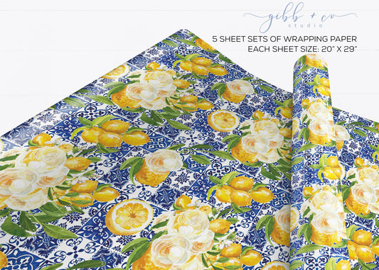 Positano Lemon floral wrapping paper
