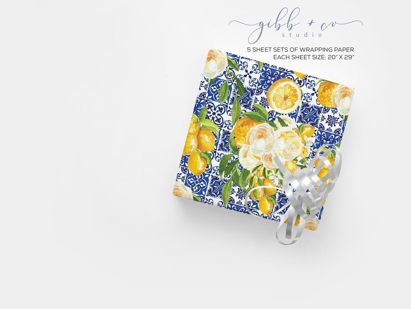 Positano Lemon floral wrapping paper