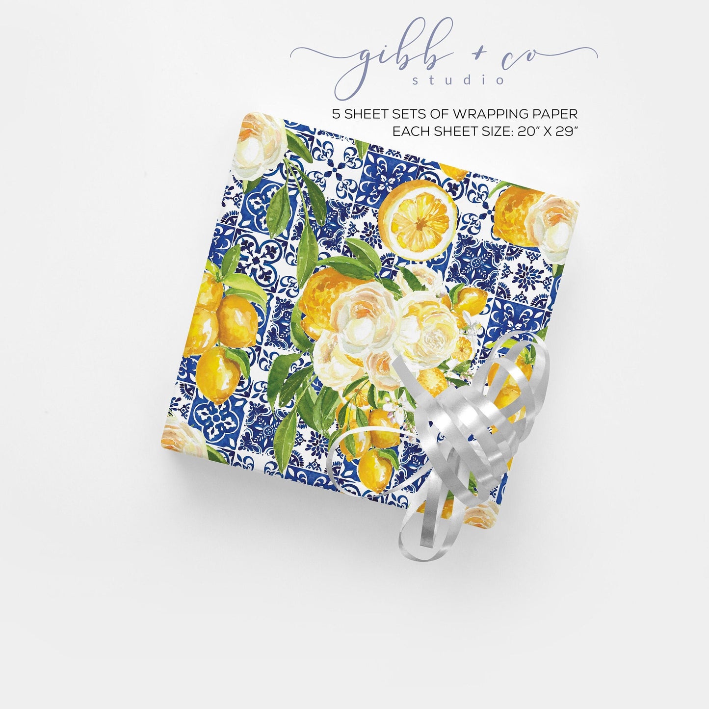 Positano Lemon floral wrapping paper