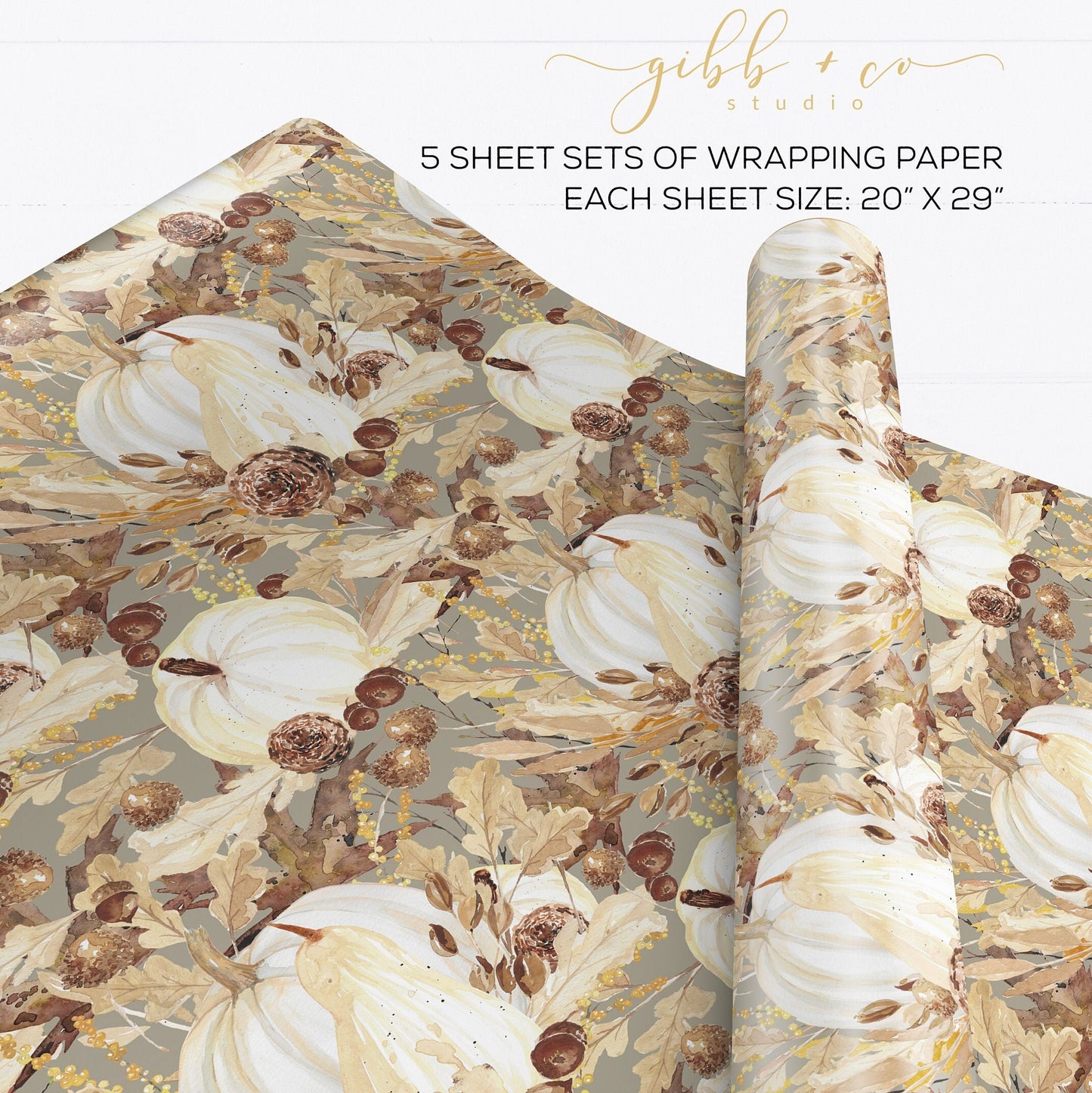 Fall neutral pumpkin wrapping paper