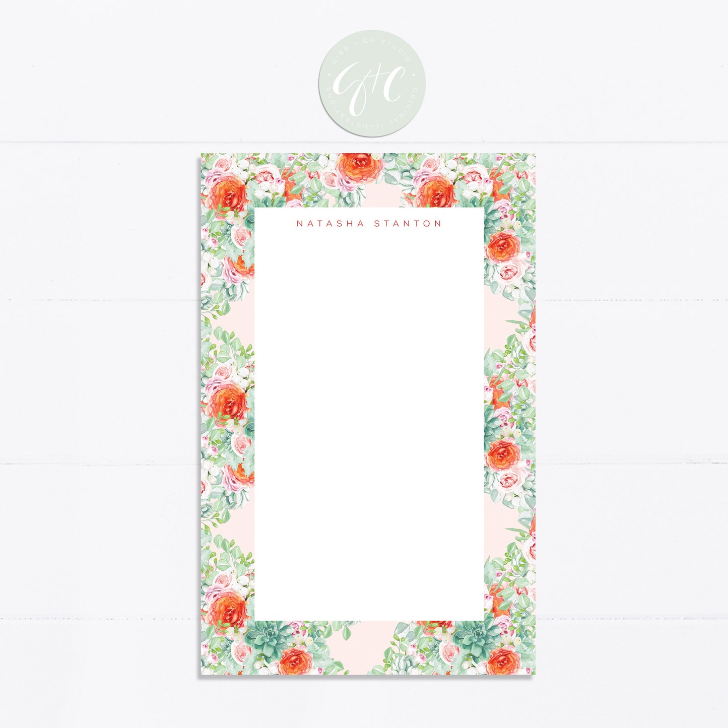 Personalized notepad, roses, peonies, succulent, things to do, grocery list, things to do list, 5.5x8.5, gift for her, wedding, bridal gift