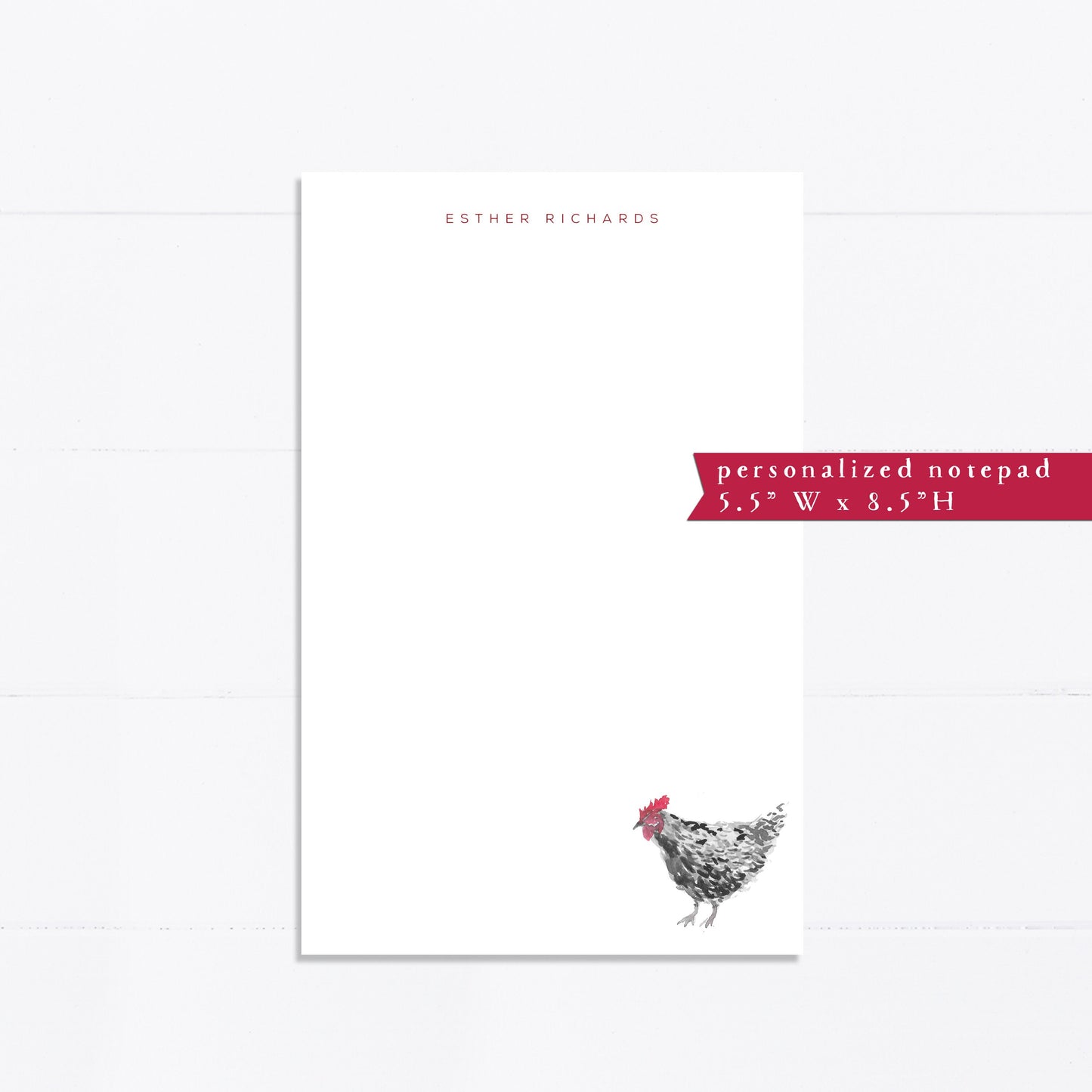 Personalized notepad, chicken notepad, farm monogram, things to do, grocery list, notepad, things to do list, 5.5x8.5, gift for, list maker