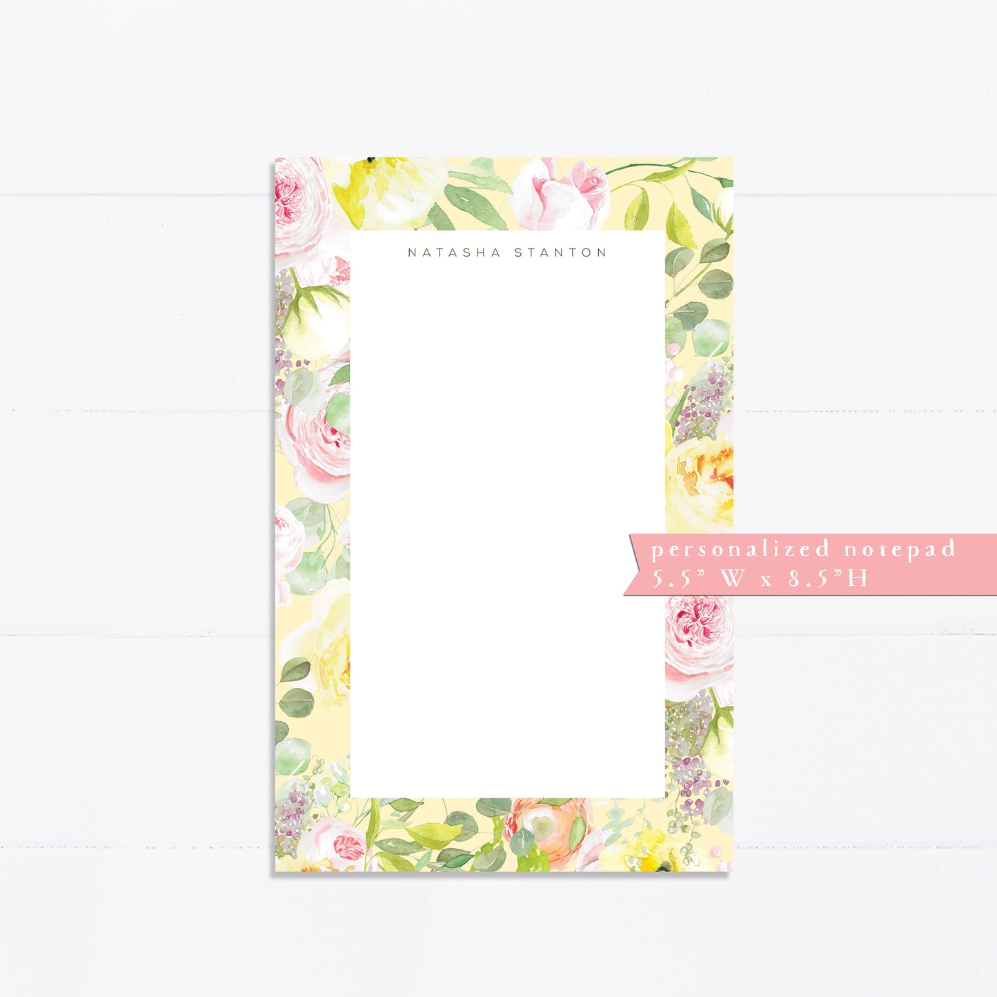 Personalized notepad, roses, peonies, succulent, things to do, grocery list, things to do list, 5.5x8.5, gift for her, wedding, bridal gift