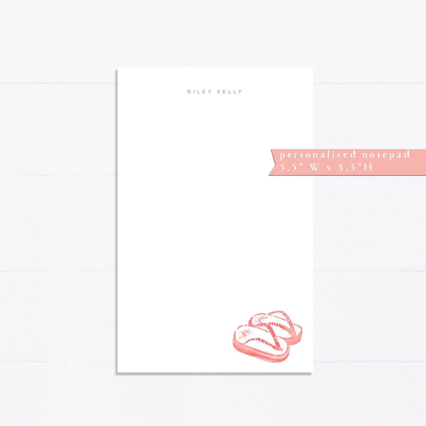 Personalized notepad, Sandals, beach lover, preppy monogram, shoes, under the sea, notepad, things to do list, 5.5x8.5, gift for her