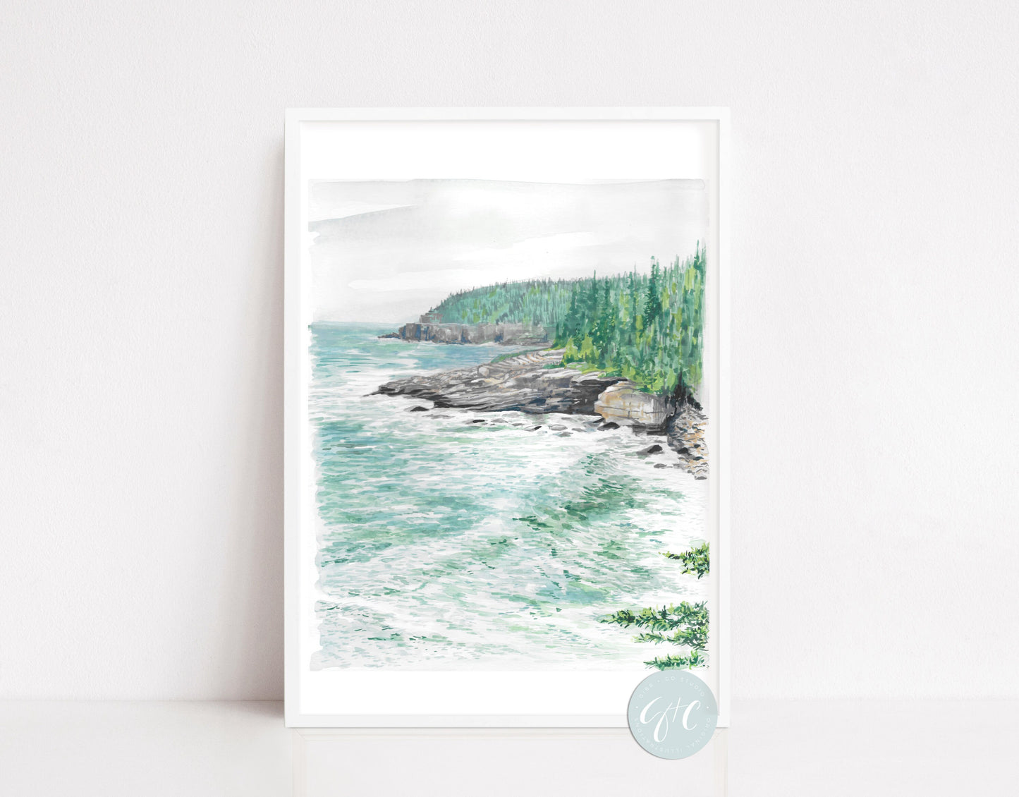 Fine Art print, Maine travel art, Acadia National Park art, Coastal art print, Maine watercolor art print, travel art print