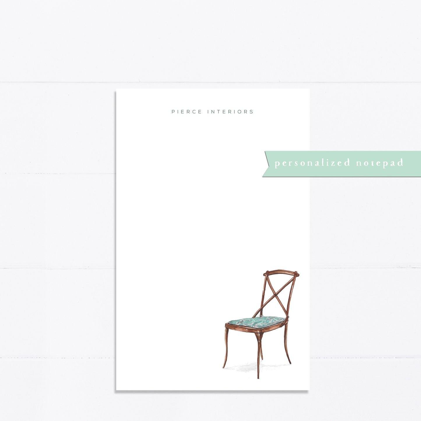 Personalized notepad, antique chair, interior designer, decor, art nouveau, things to do list, 5.5x8.5, gift for, her, feminine, list maker