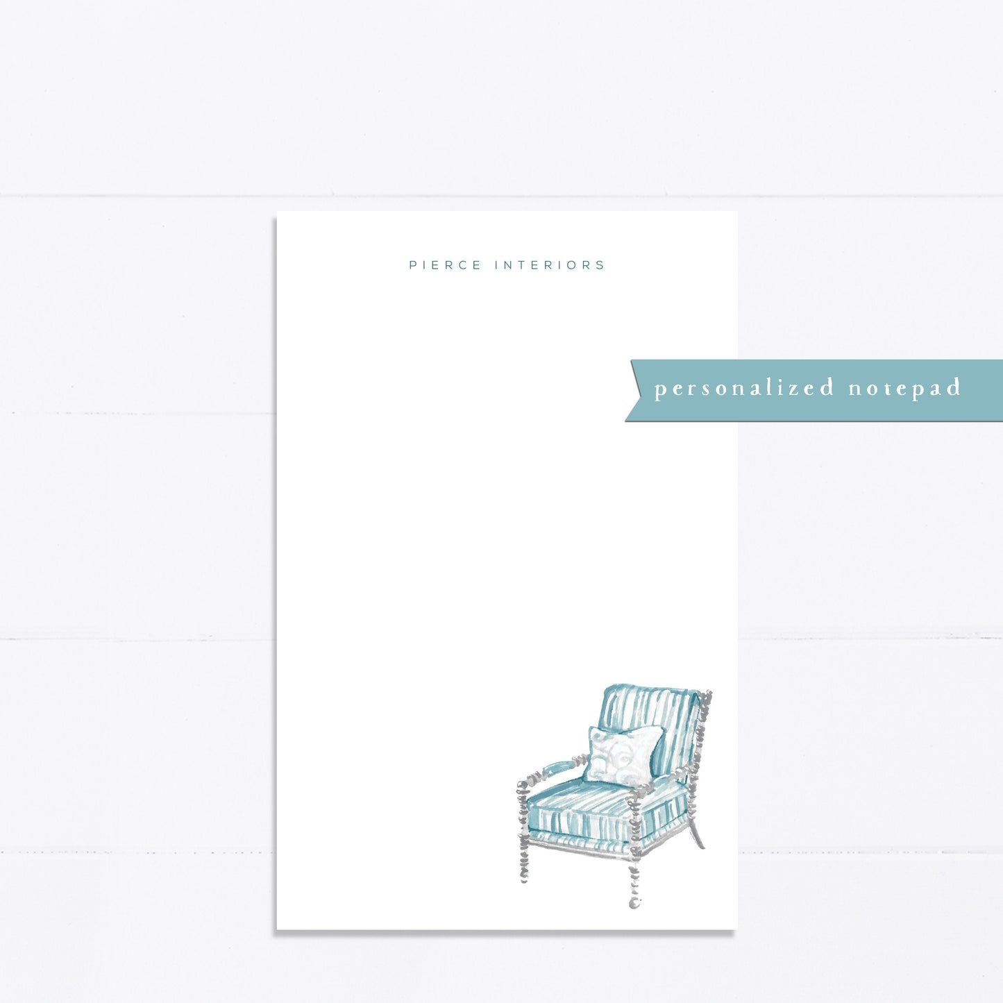 Personalized notepad, chair, interior designer, decor, things to do, things to do list, 5.5x8.5, gift for her, feminine, list maker, coastal