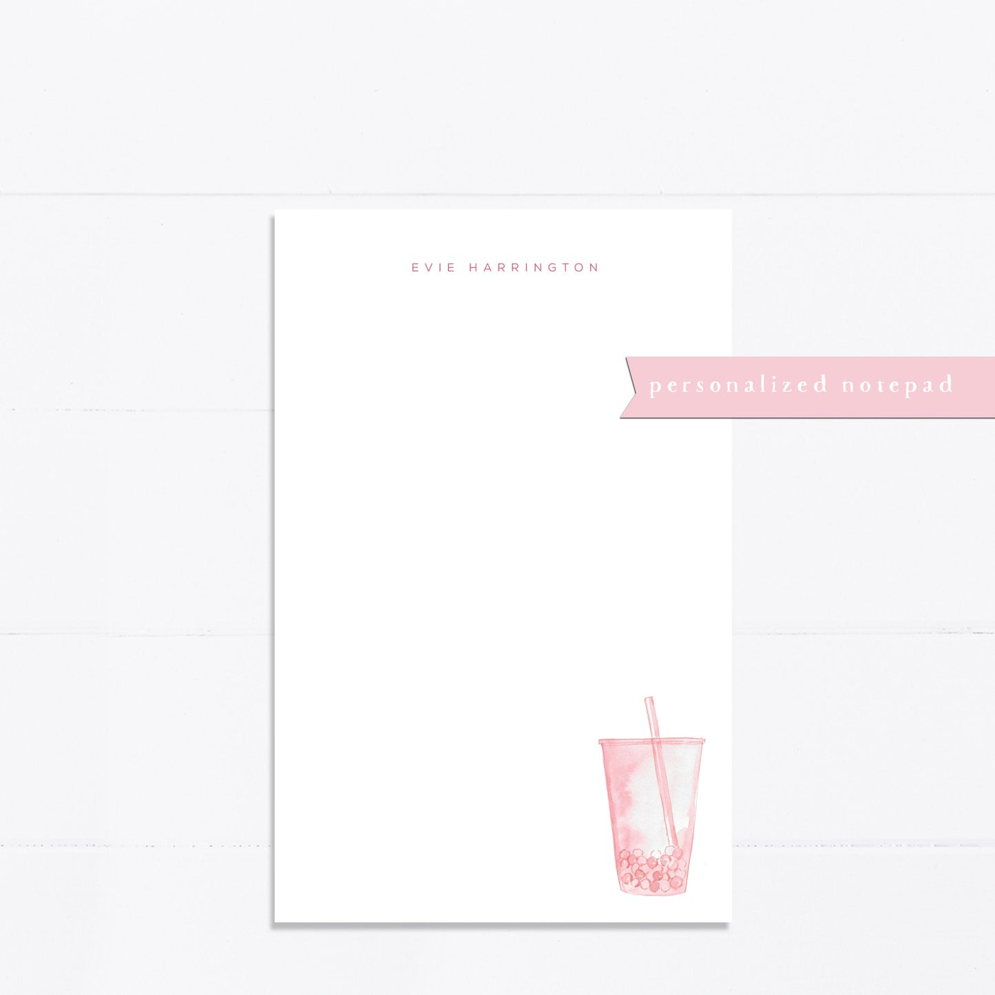 Personalized notepad, pink boba tea, things to do, grocery list, notepad, things to do list, 5.5x8.5, gift for, her, feminine, list maker