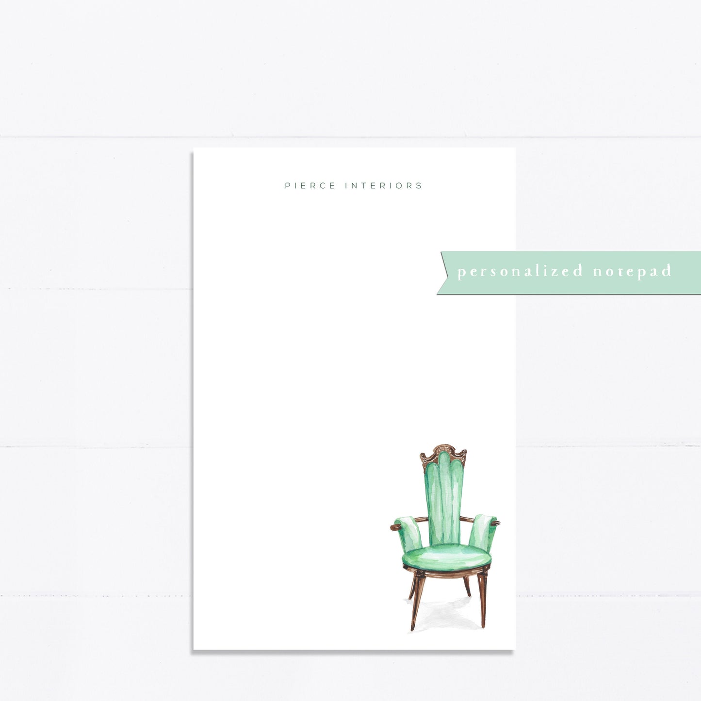 Personalized notepad, art nouveau, antique chair, interior designer, decor, things to do list, 5.5x8.5, gift for, her, feminine, list maker