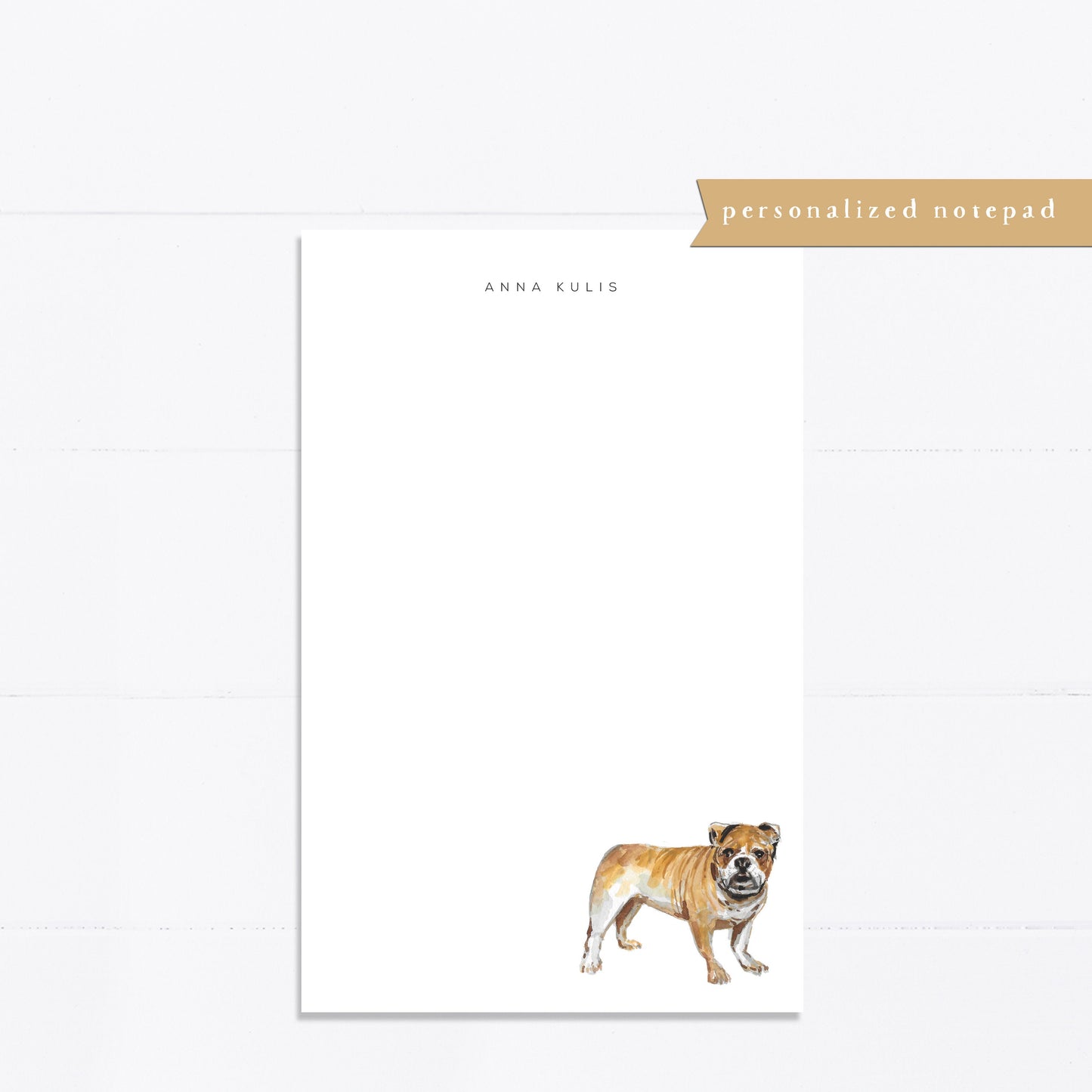 Personalized notepad, bulldog, dog lover, best friend gift, coworker gift, custom, monogram, notepad, things to do list, 5.5x8.5
