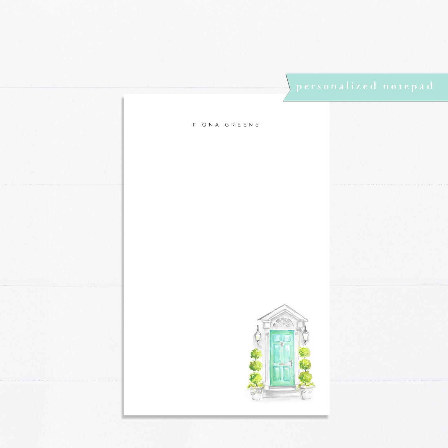 Personalized notepad, Pink door, Charleston, bridal gift, custom, monogram, notepad, things to do list, 5.5x8.5, gift for her