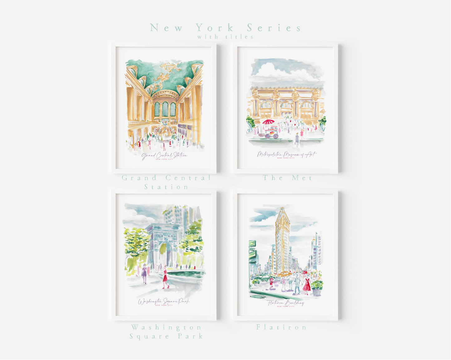 Grand Central Station, New York Travel art, Museum, the Met, Flatiron, Washington Square Park, travel art print