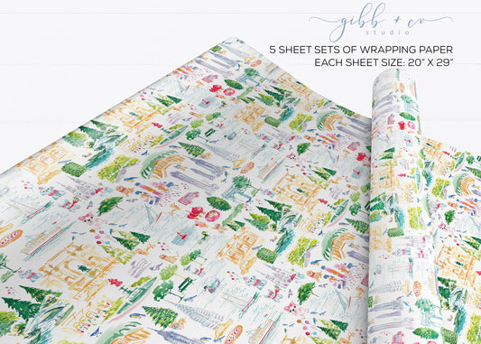 New York city collage wrapping paper