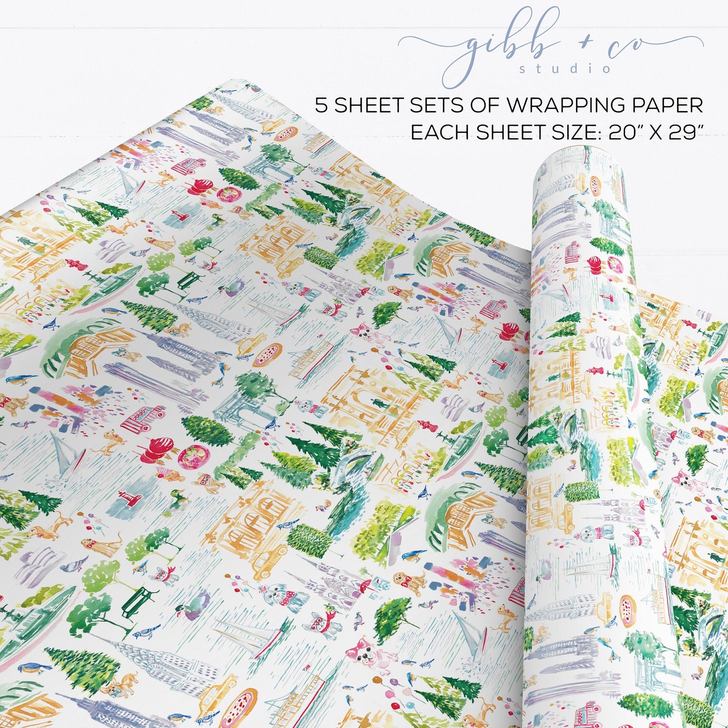 New York city collage wrapping paper