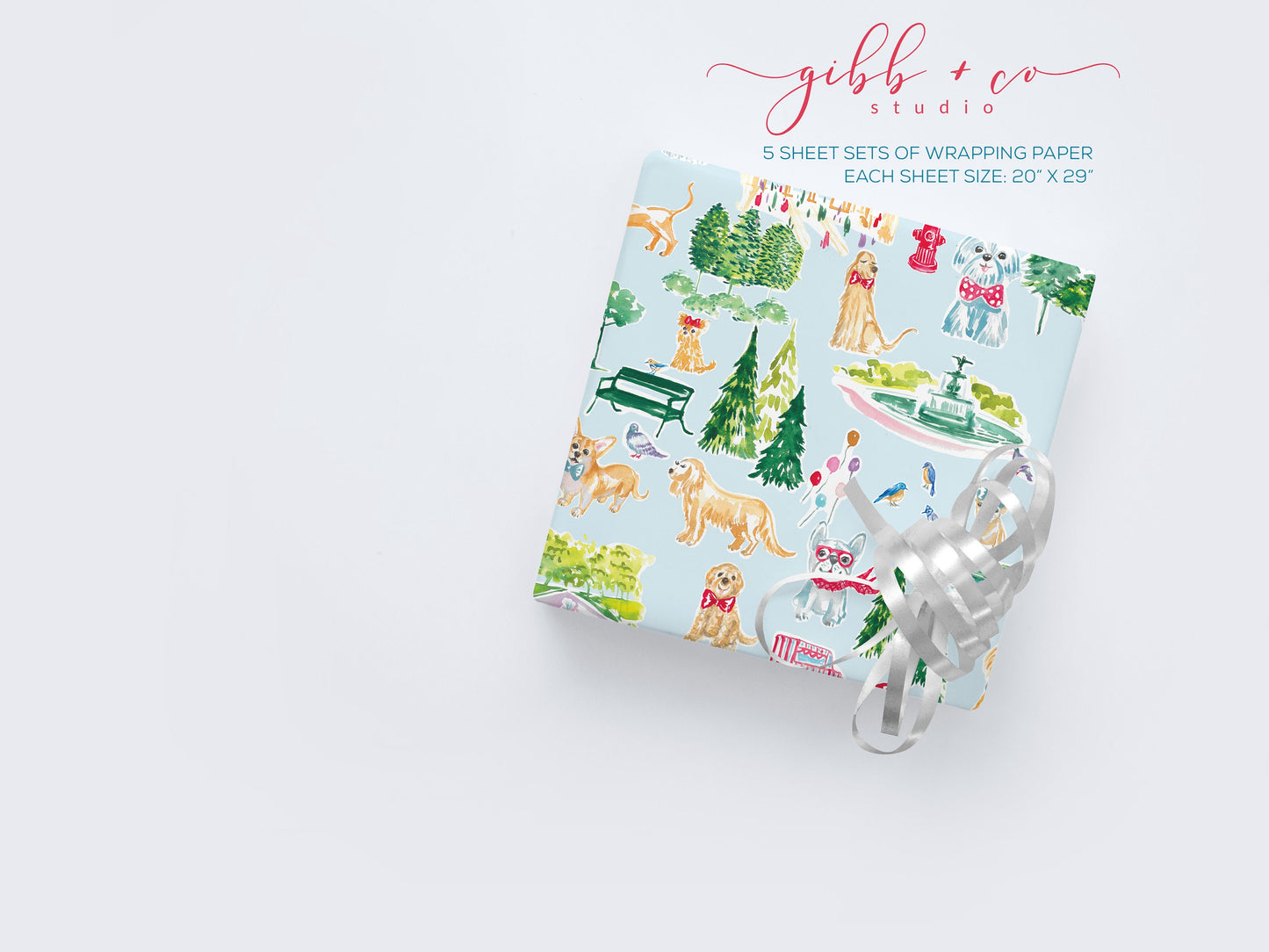 Dogs of Central Park wrapping paper