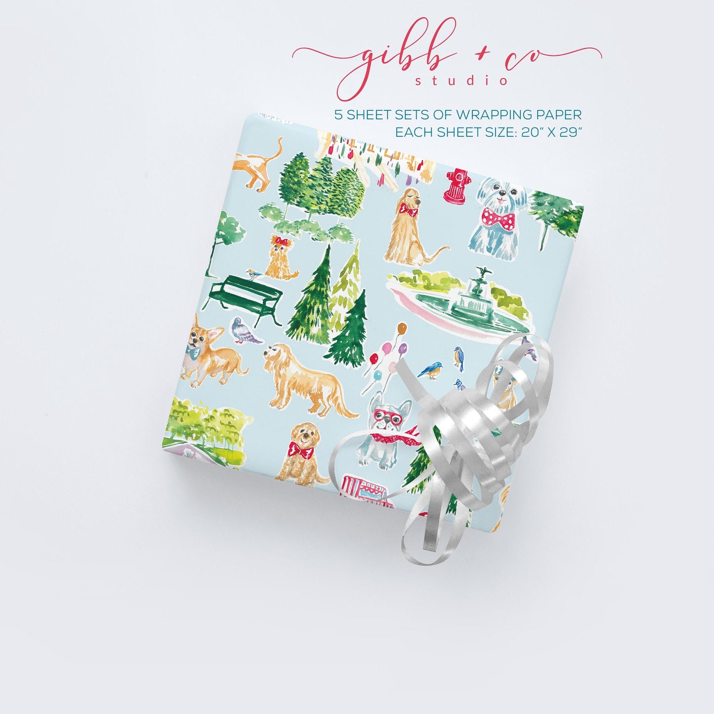 Dogs of Central Park wrapping paper