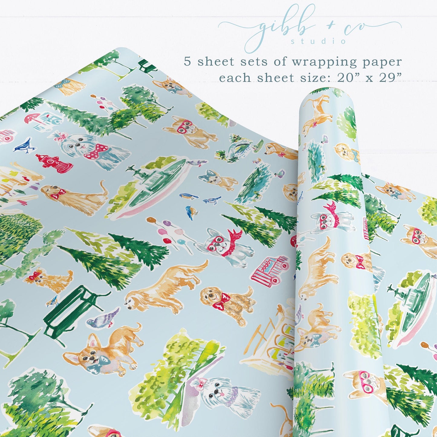 Dogs of Central Park wrapping paper