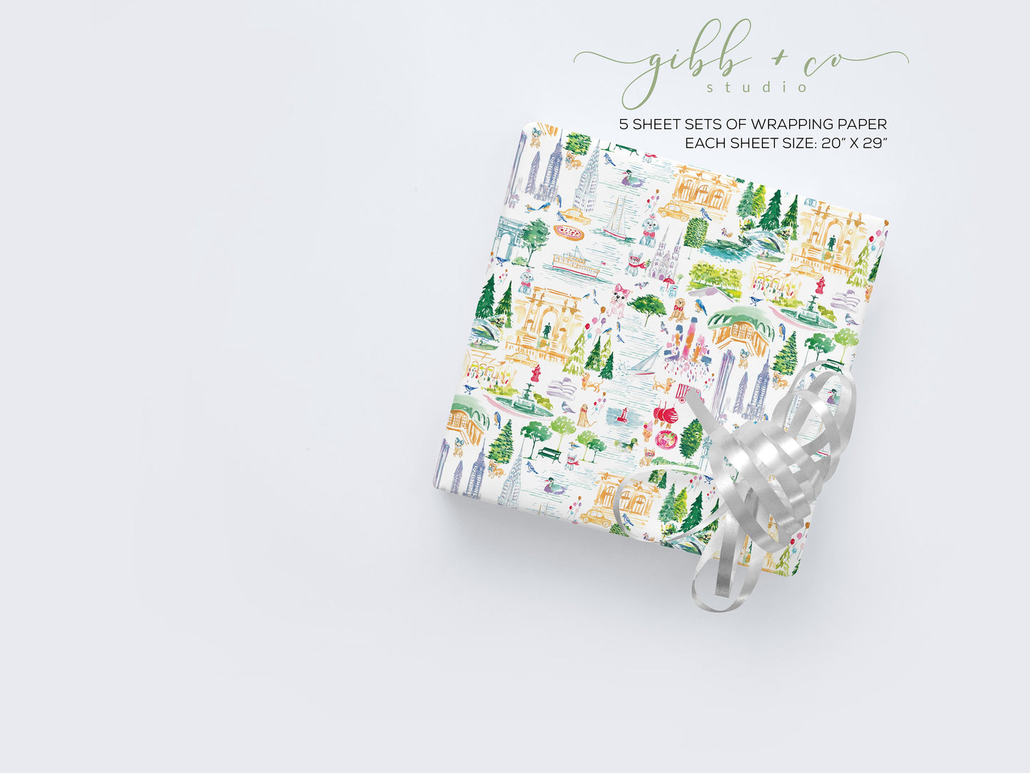 New York city collage wrapping paper