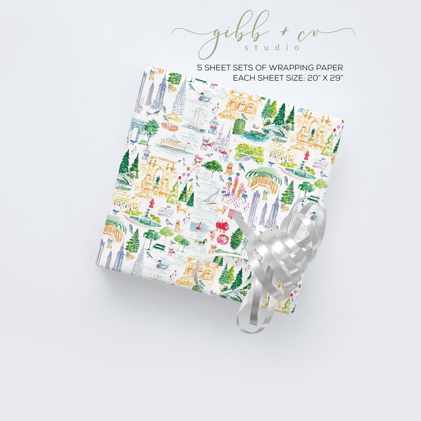 New York city collage wrapping paper