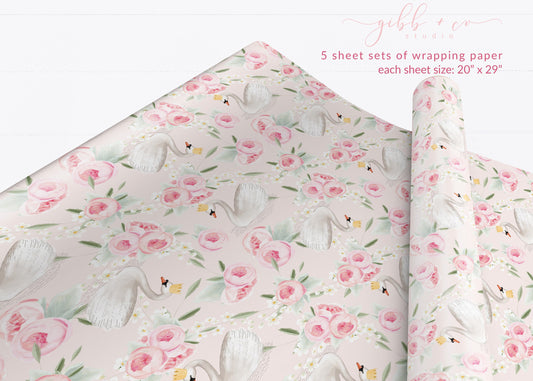 Swan Princess Floral wrapping paper