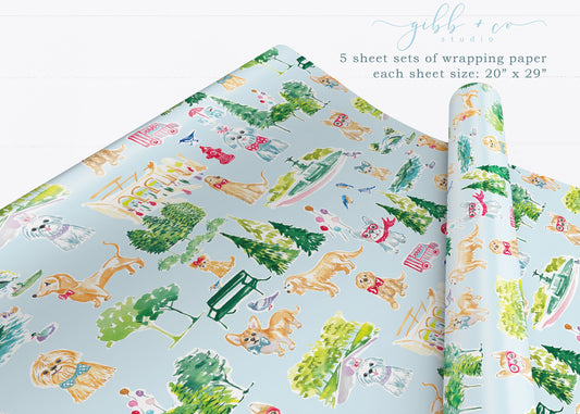 Dogs of Central Park wrapping paper