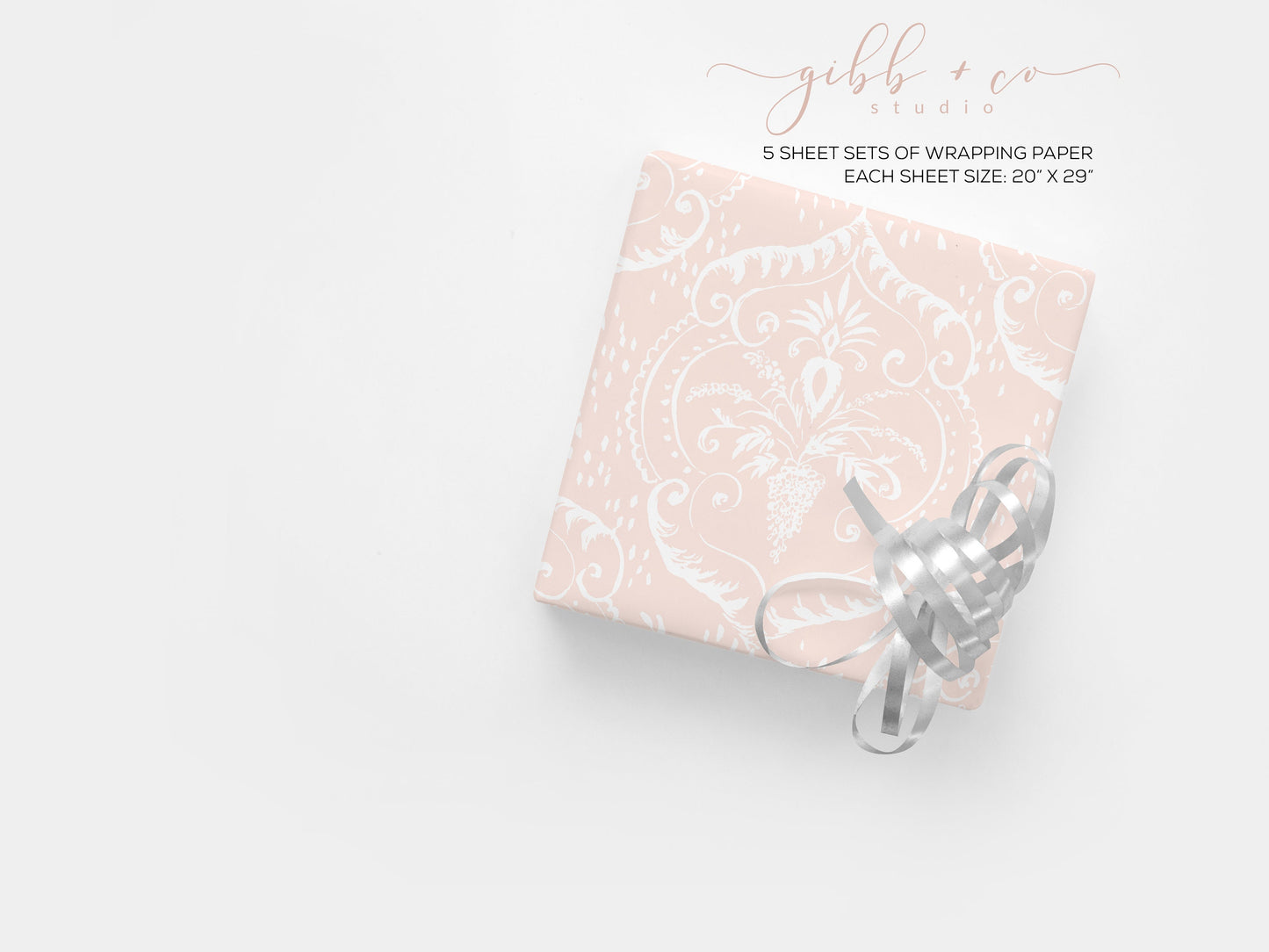 Seafoam Damask wrapping paper