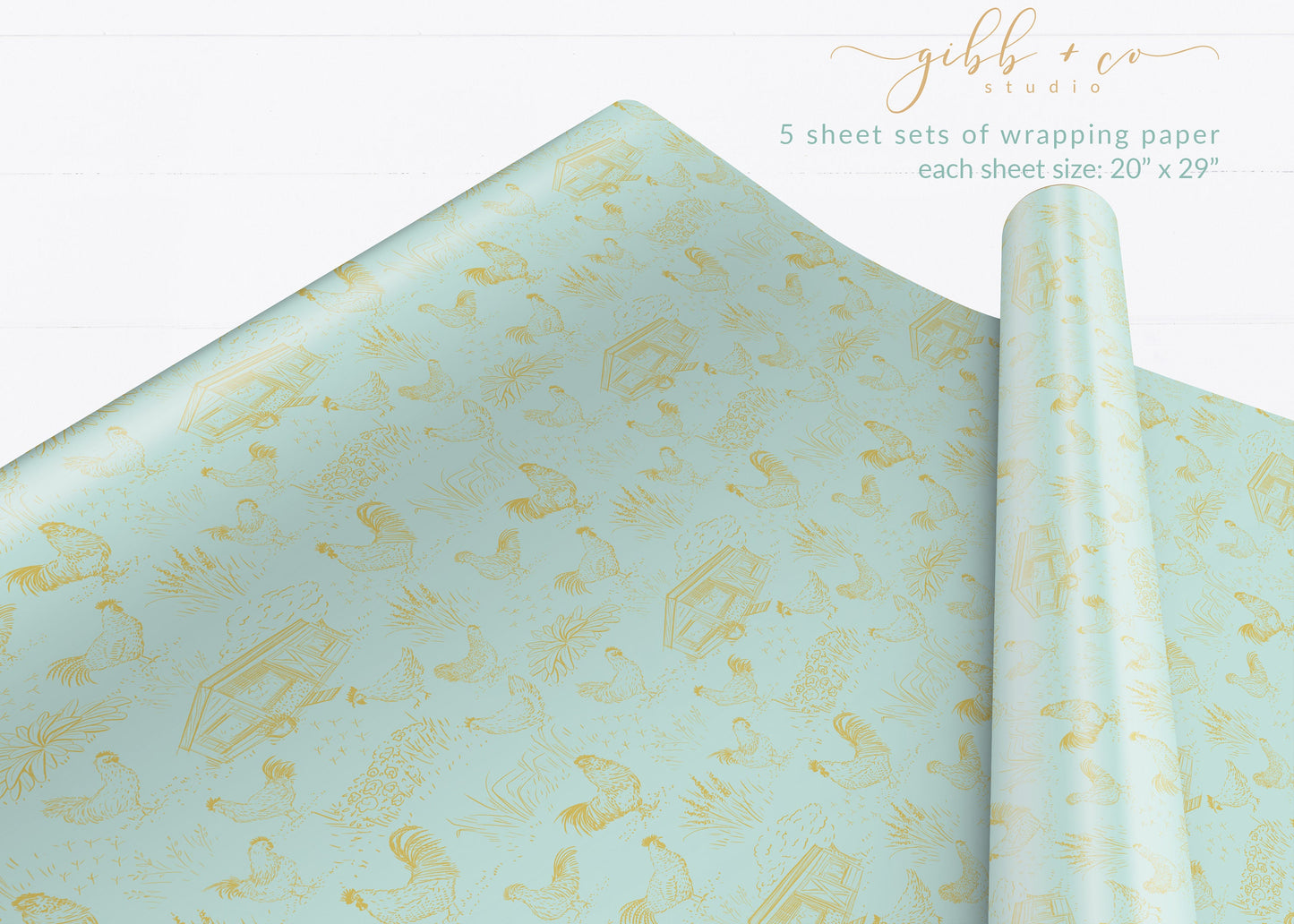 Whimsical Chicken Toile wrapping paper
