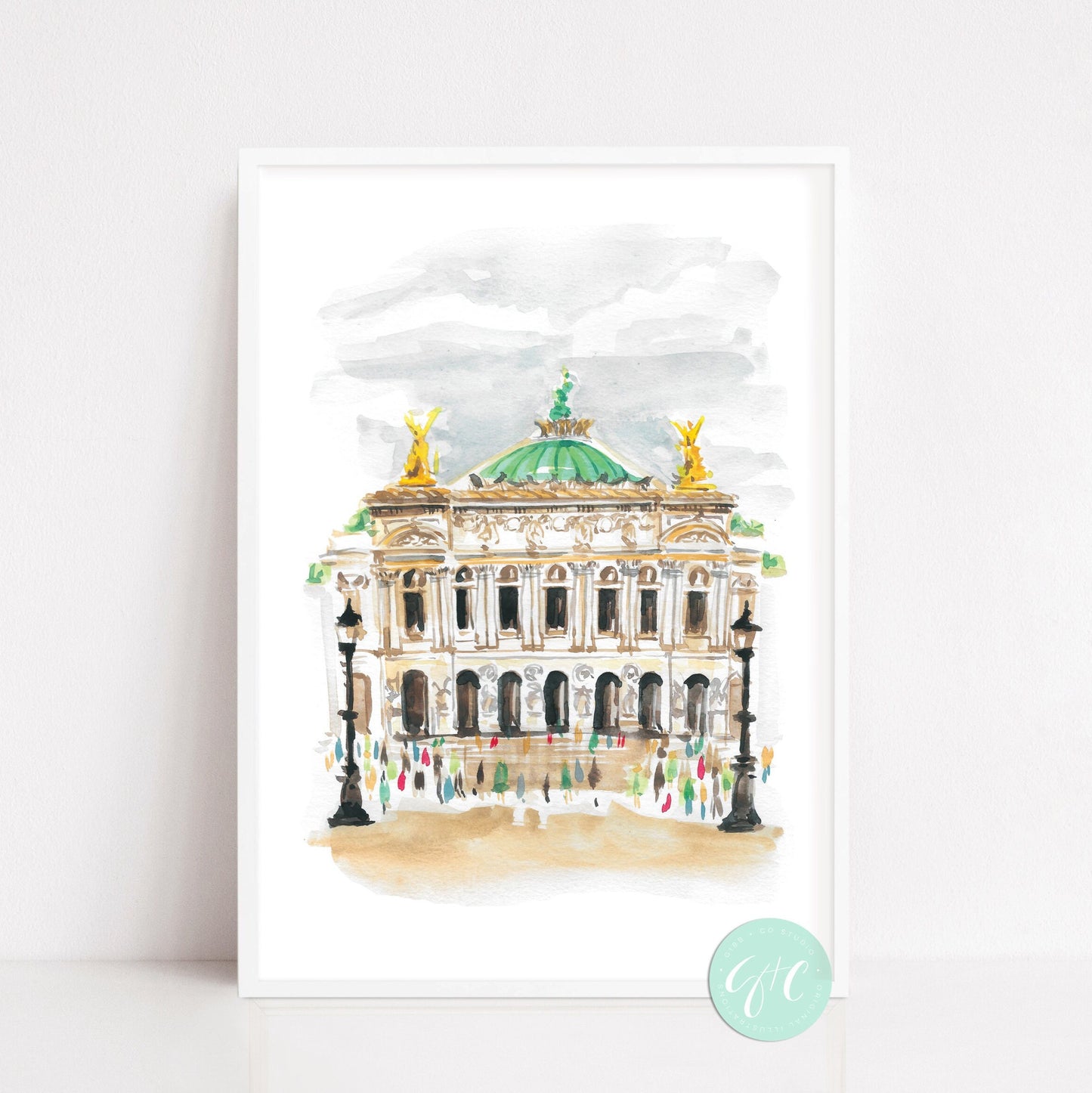 St Germain Paris travel art print, Paris architecture watercolor print, Paris wall art, Paris art print set, Notre Dame, Paris Opera House, travel art print
