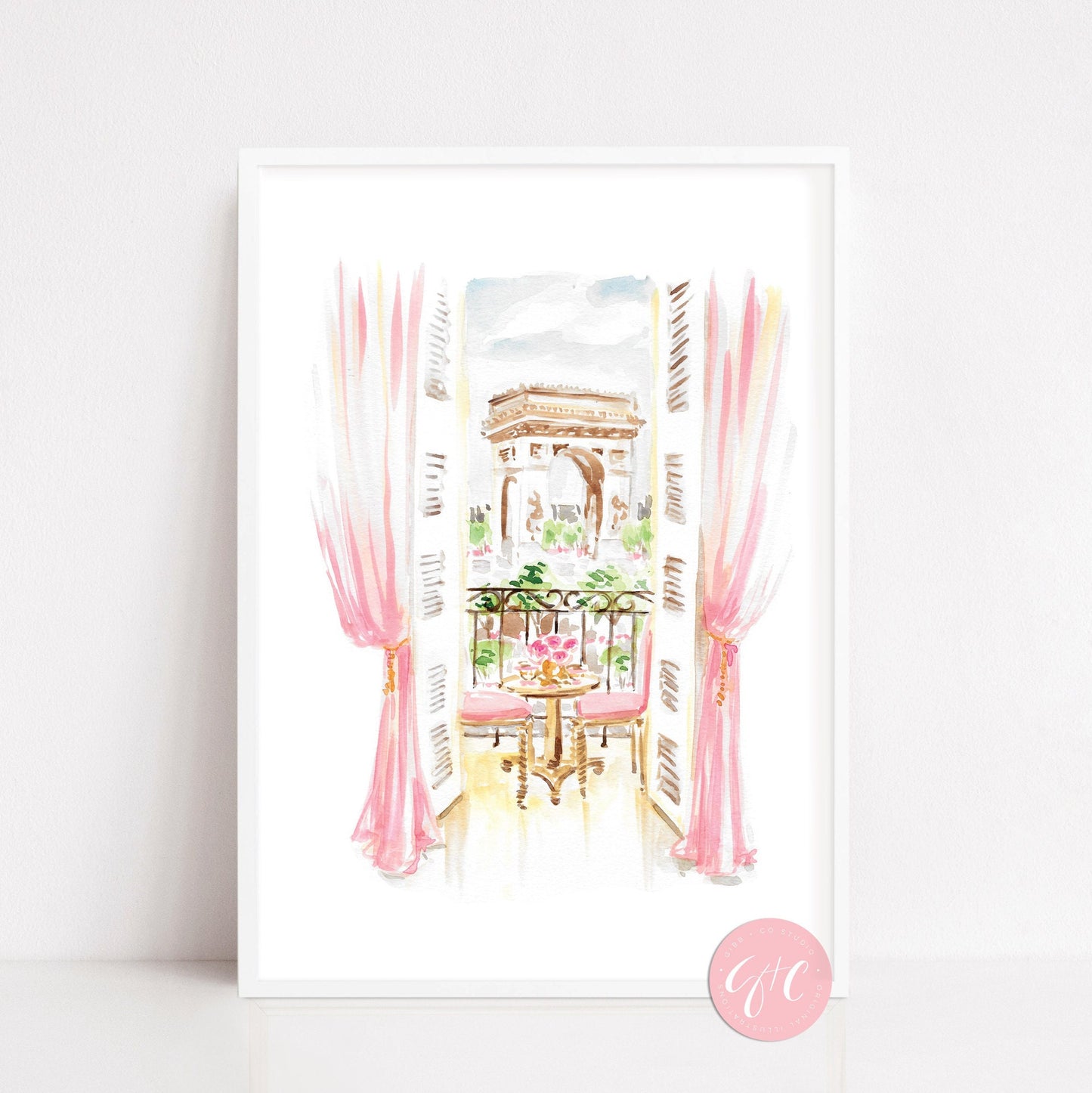 Paris travel art print, Paris Arch art, Eiffel Tower print, pink art print, French travel art, Paris nursery art, travel art print