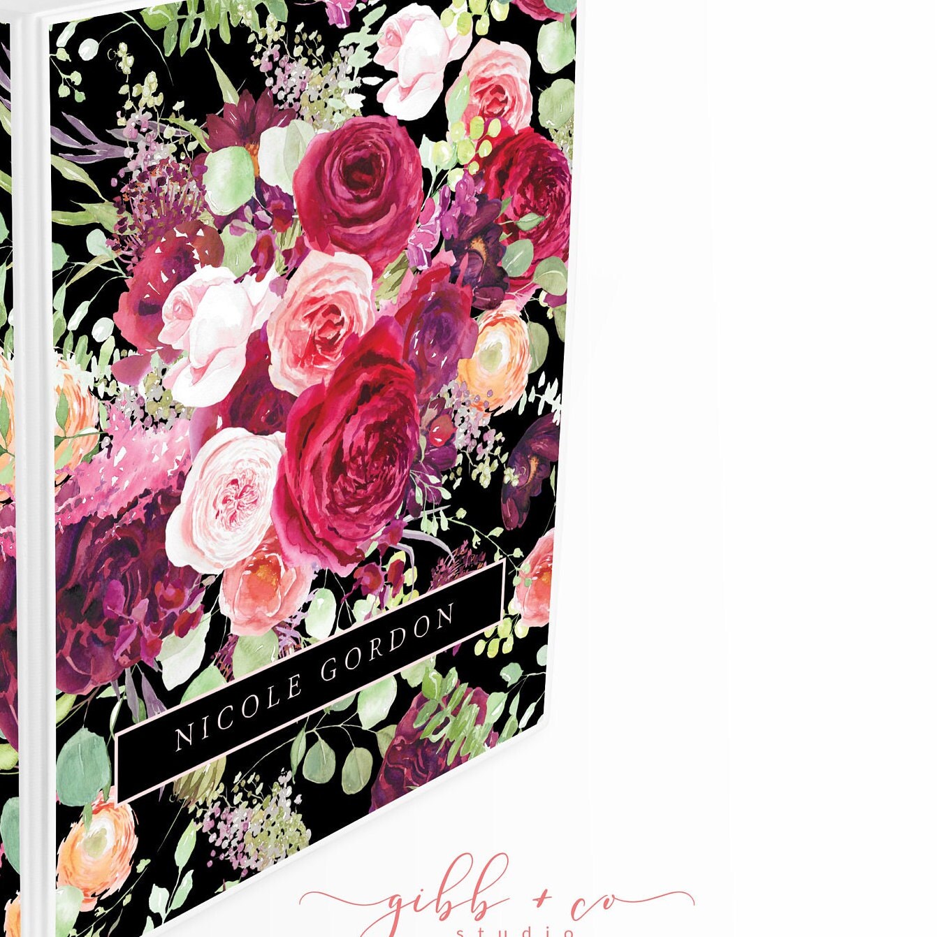 Floral Personalized binder, pink, red roses, monogram, personalized, business, personal, school, wedding planner, feminine, gift for bride