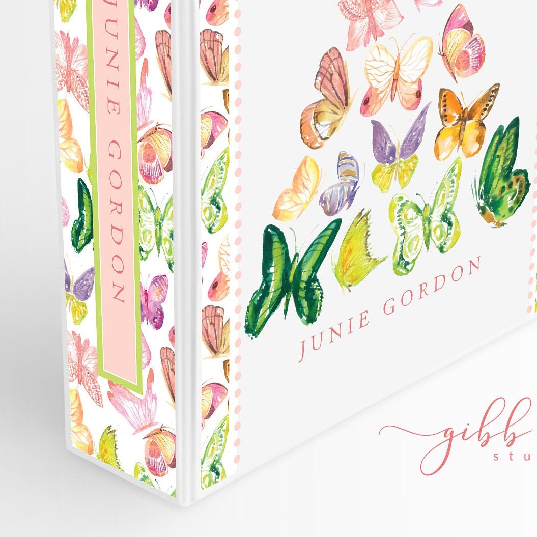 Binder, butterfly pattern, personalized binder, school, monogram, personalized organization binder, small business binder, watercolor