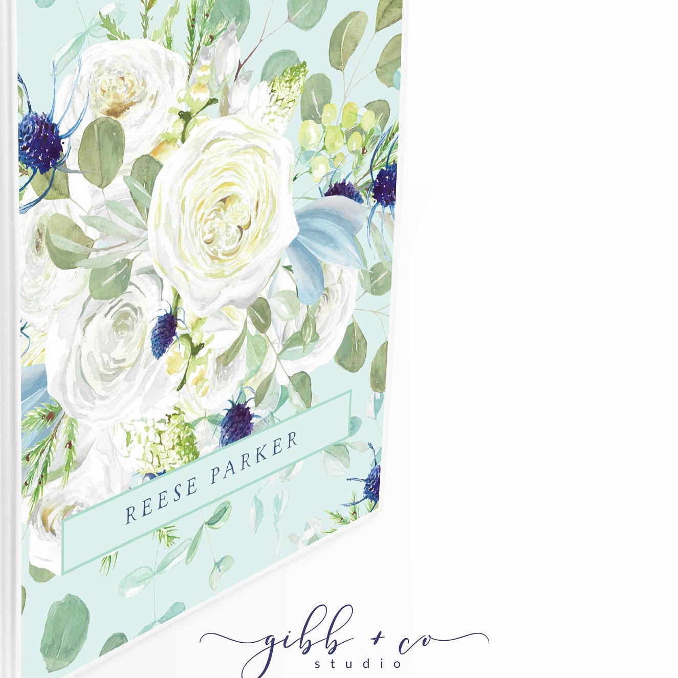 Floral Personalized binder, roses, blue, monogram, personalized, business, personal, school, wedding planner, feminine, gift for bride
