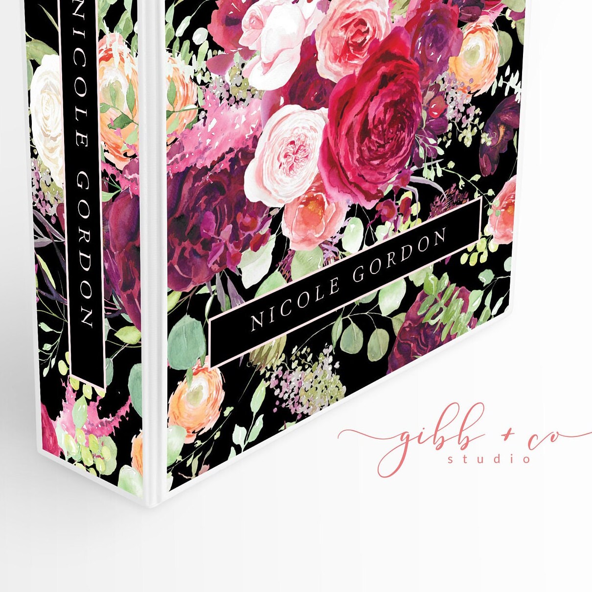 Floral Personalized binder, pink, red roses, monogram, personalized, business, personal, school, wedding planner, feminine, gift for bride