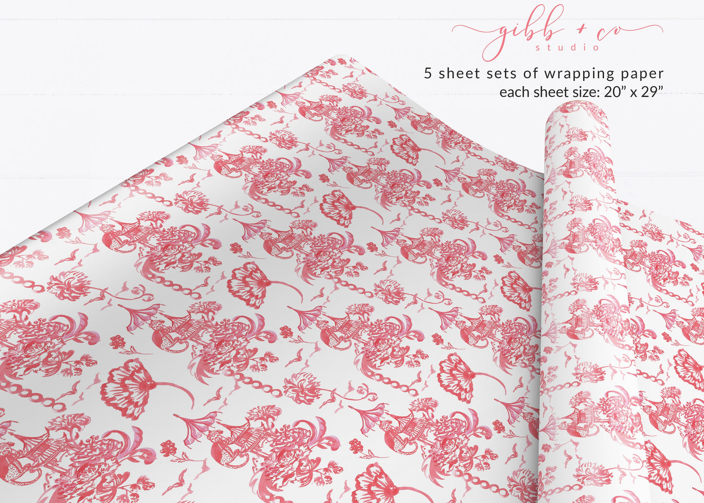Green Monkey Chinoiserie wrapping paper