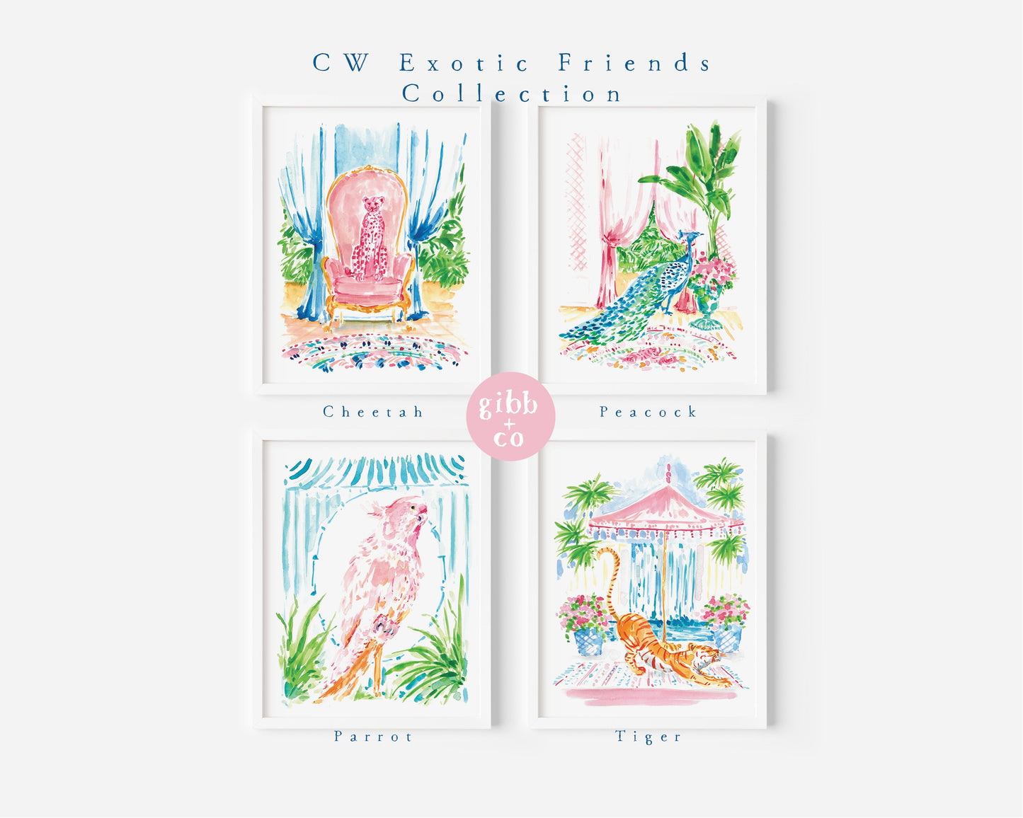 Yoga Tiger art print, whimsical art prints, Colorful art print decor, chinoiserie art print