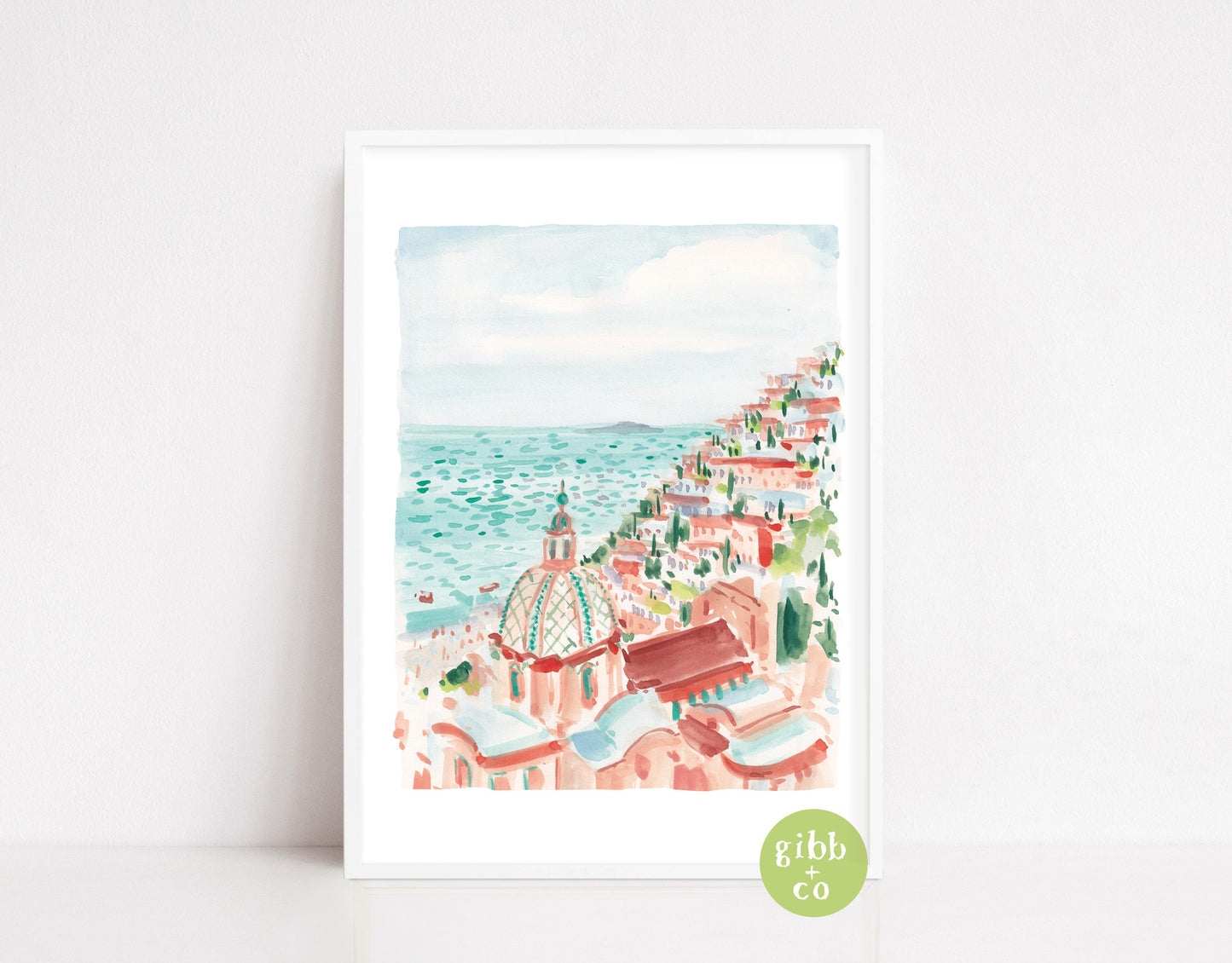 Positano travel art, Italy art print, Positano travel watercolor, Amalfi coast, Italian beachside, travel art print