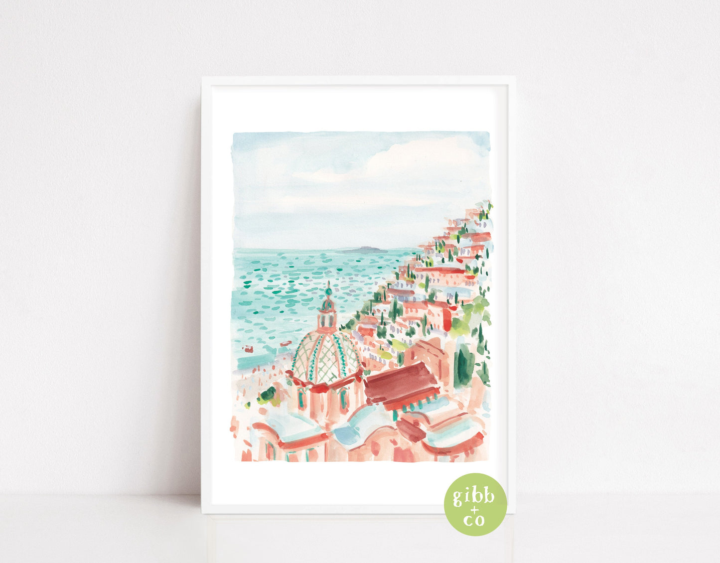 Amalfi Coast travel art, Positano travel art, Italy art print, Positano travel watercolor, Amalfi coast, travel art print