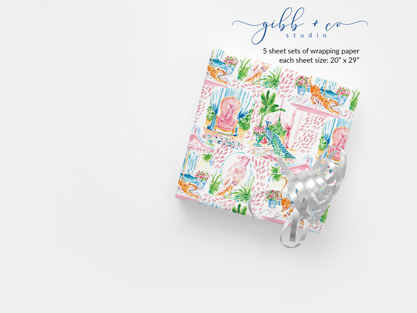 Colorful Exotic animals Chinoiserie wrapping paper