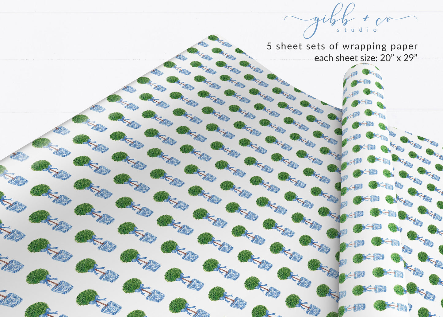 Chinoiserie Topiary wrapping paper