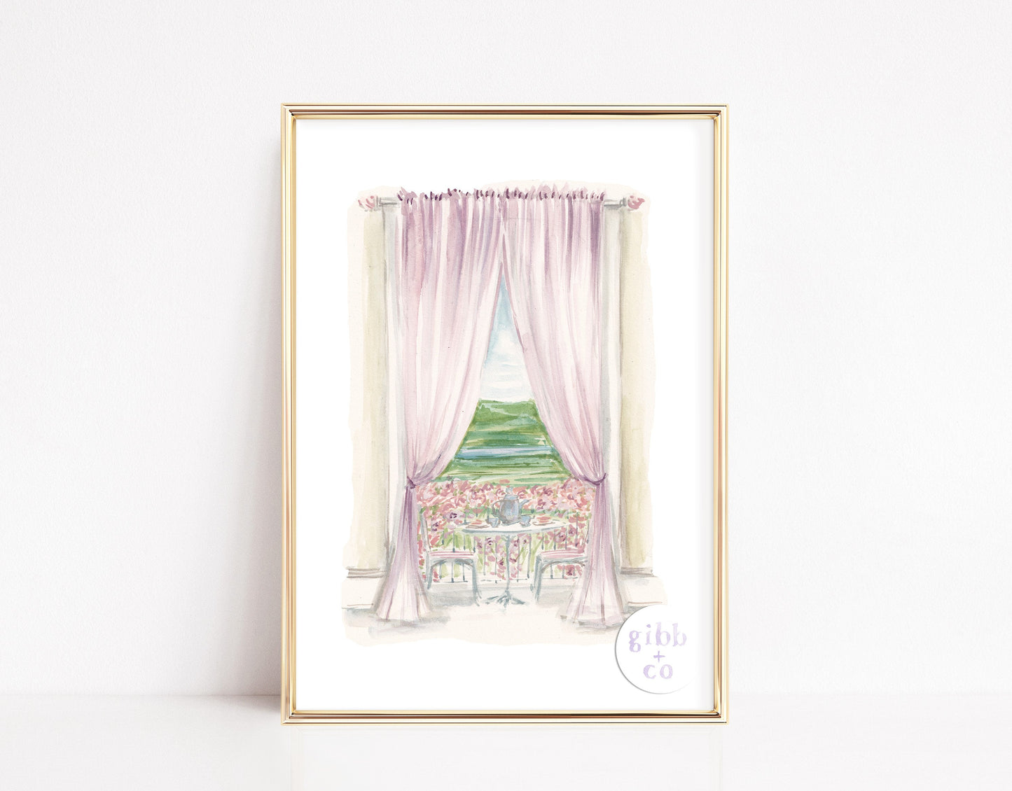 Rose balcony art, Wisteria Balcony art print, Bridgerton inspired romantic art, floral art print, garden art print